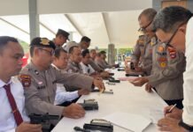 Polres Tanah Bumbu Lakukan Pengecekan Senjata Api Dinas Personel Polres Tanah Bumbu