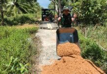 Kodim 1022 Tanah Bumbu Mulai Rehabilitasi Jembatan Garuda, Material Bangunan Mulai Masuk Kodim 1022 Tanah Bumbu